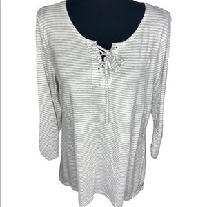 Laced up striped shirt